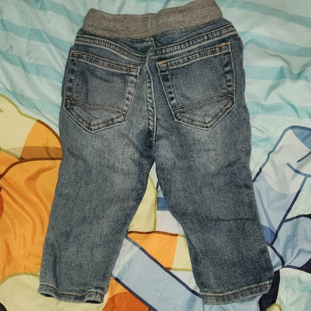 Cat & Jack Blue and Gray Elastic Waist Jeans - Picture 3 of 3